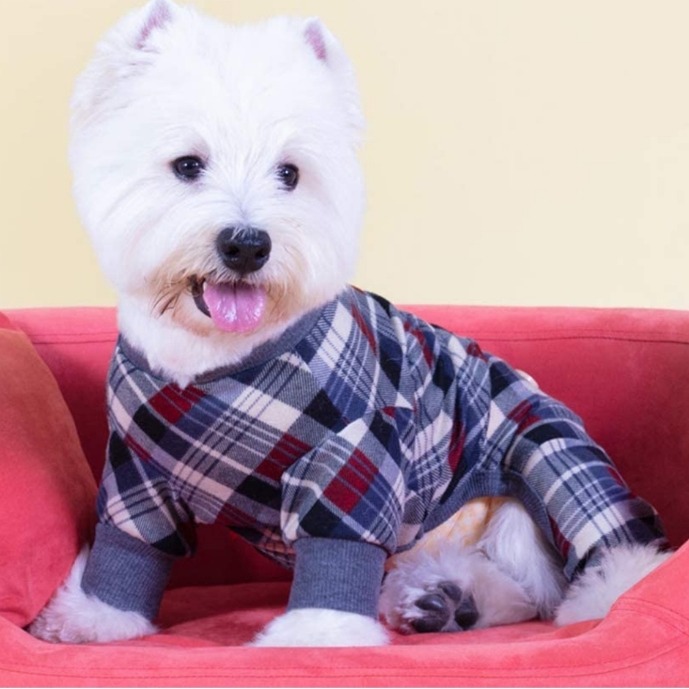 NWT KYEESE Dog Pajamas Plaid Small Plaid Pajamas Onesie Pet Soft Fleece Clothes